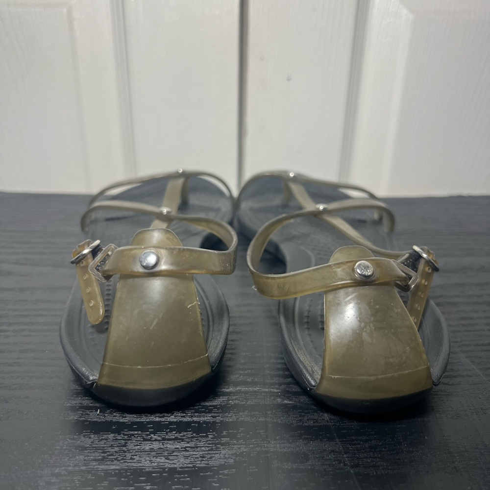 Women's Crocs Isabella Strappy Sandals Olive Smokey Brown Thong - Picture 9 of 12